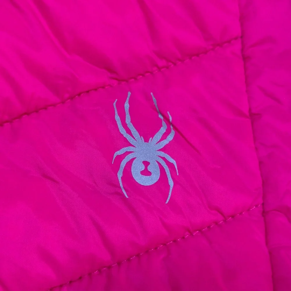 Spyder Puffer Jacket Girls M 10/12 Pink Insulated Hooded Quilted Winter Coat